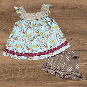 Matilda Jane Love Letter Shabby Chocolate Malt Polka Dot Shorties Set - Size 2